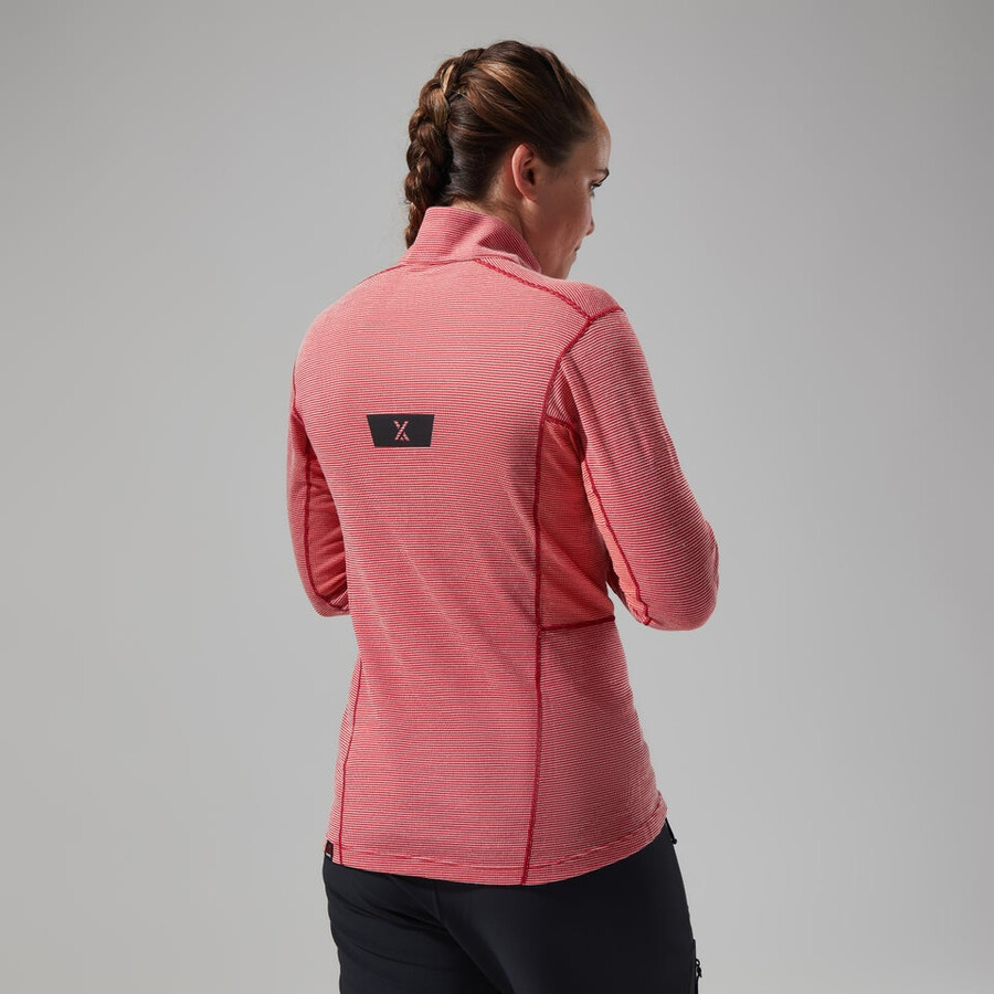 women s mtn guide long sleeve half zip - red berghaus