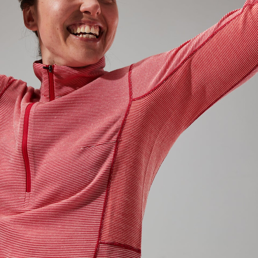 women s mtn guide long sleeve half zip - red berghaus