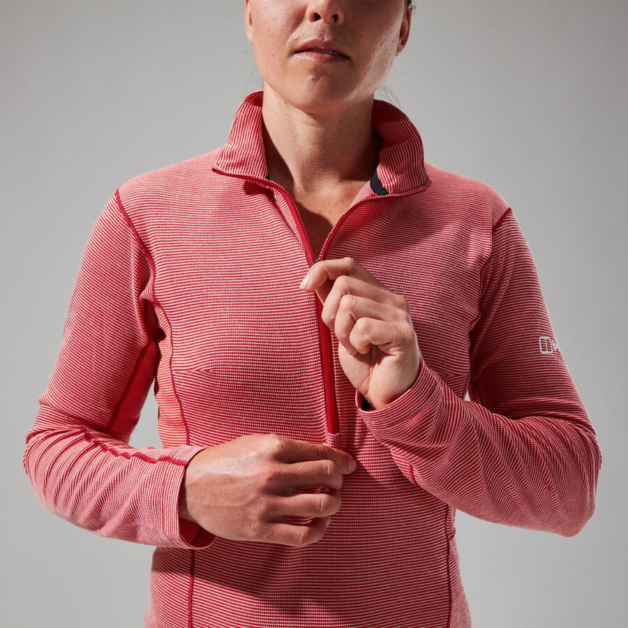 women s mtn guide long sleeve half zip - red berghaus