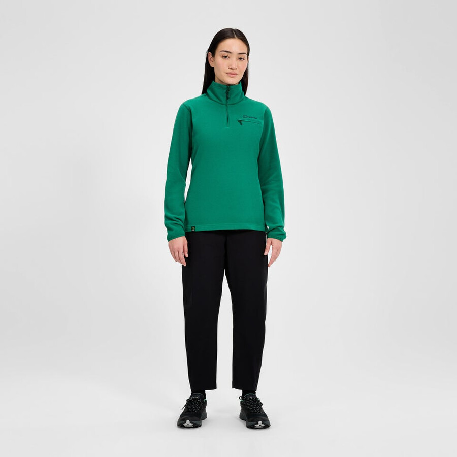damen prism 2.0 micro polartec half zip fleece - grün berghaus