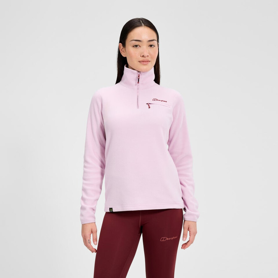 damen prism 2.0 micro polartec half zip fleece - rosa berghaus