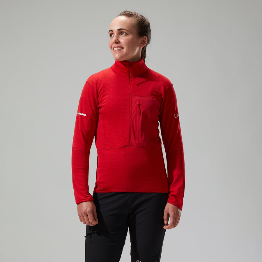 women s mtn arete lb half zip - red berghaus