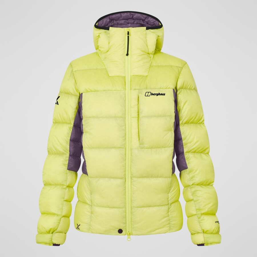 women s mtn arete down hoody ultra - gelblila berghaus