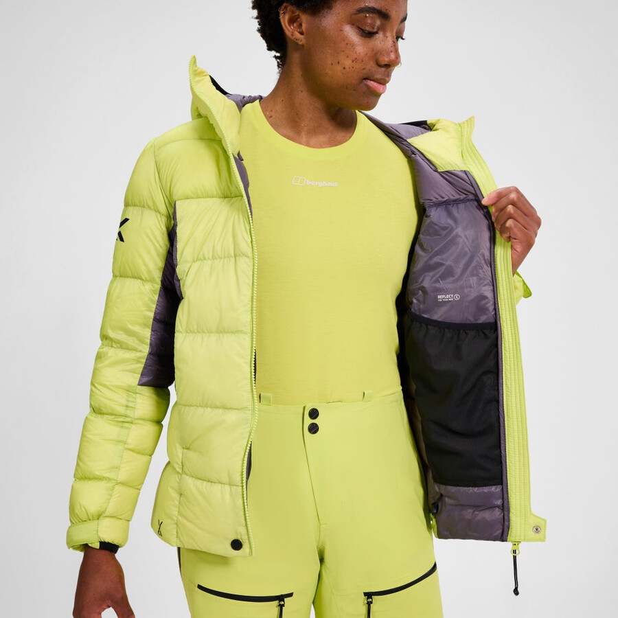 women s mtn arete down hoody ultra - gelblila berghaus
