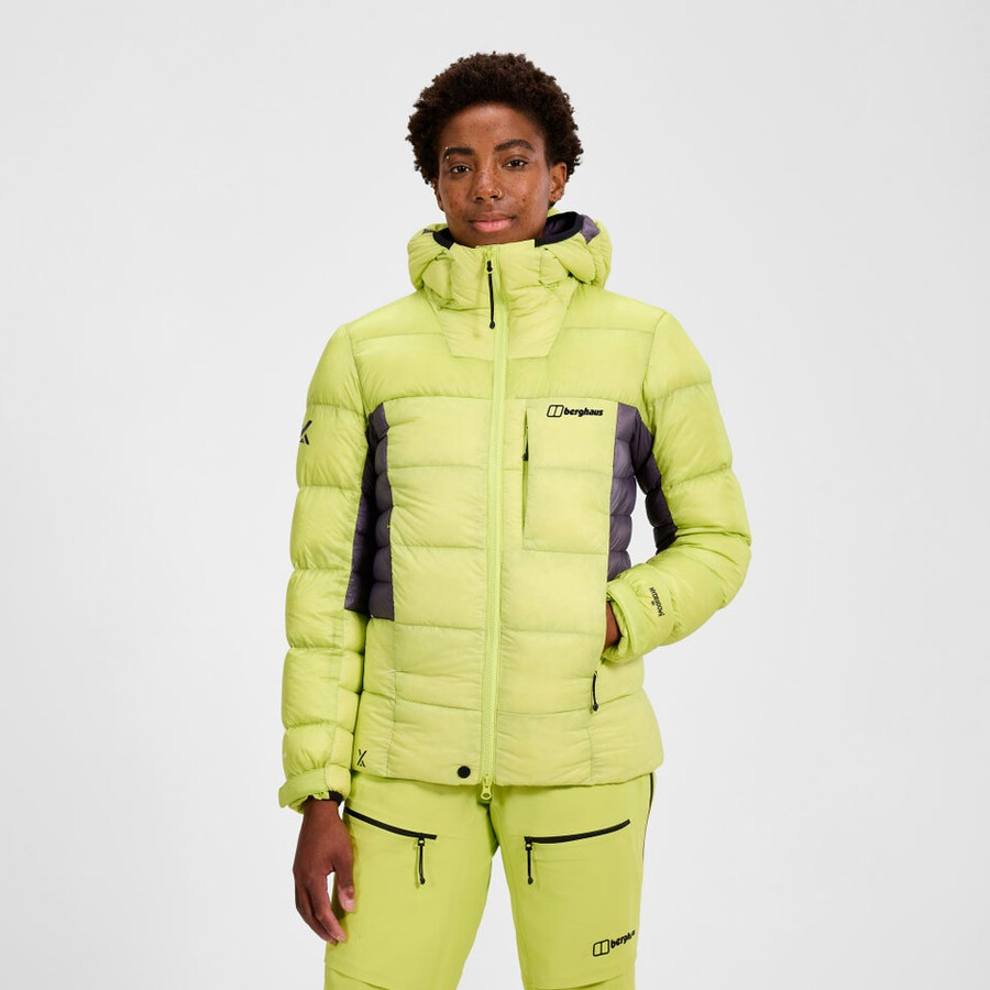 women s mtn arete down hoody ultra - gelblila berghaus