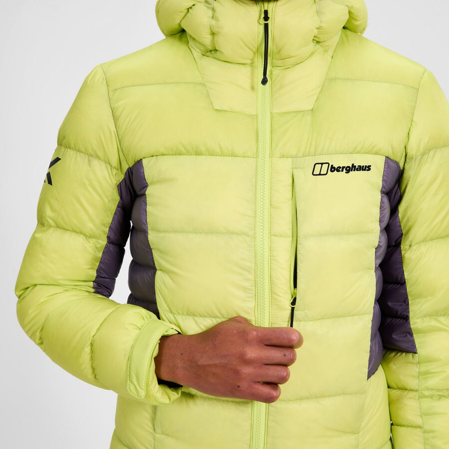 women s mtn arete down hoody ultra - gelblila berghaus