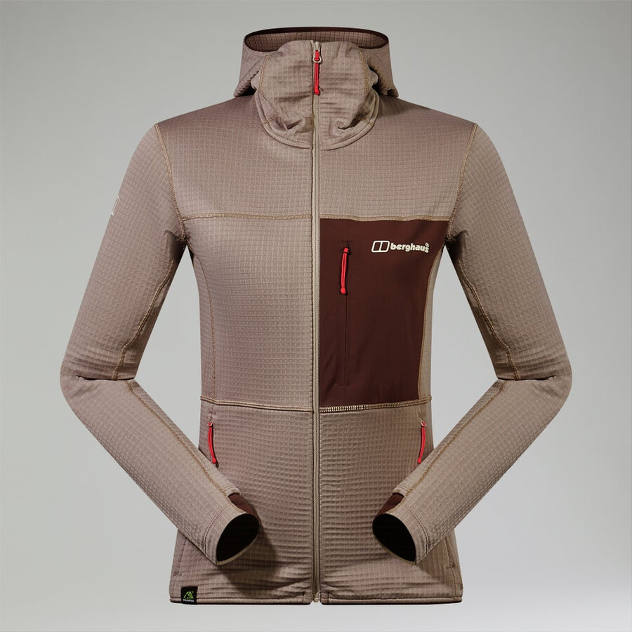 frauen s ridge-hiker hooded jacket - graubraun berghaus
