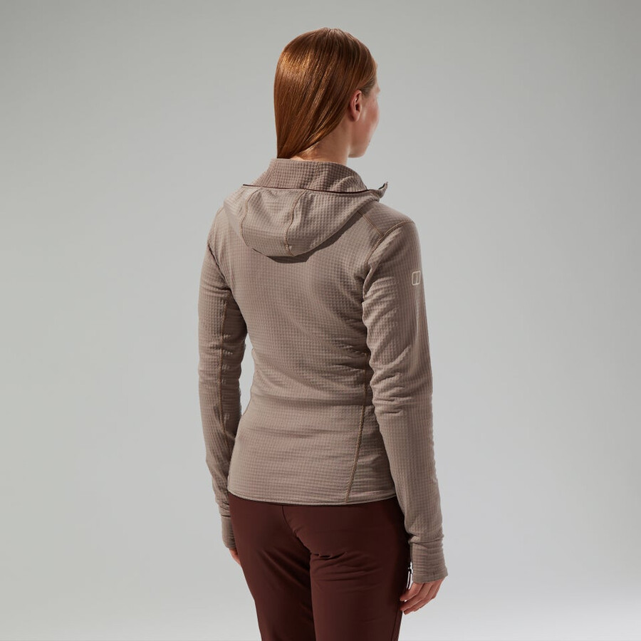 frauen s ridge-hiker hooded jacket - graubraun berghaus