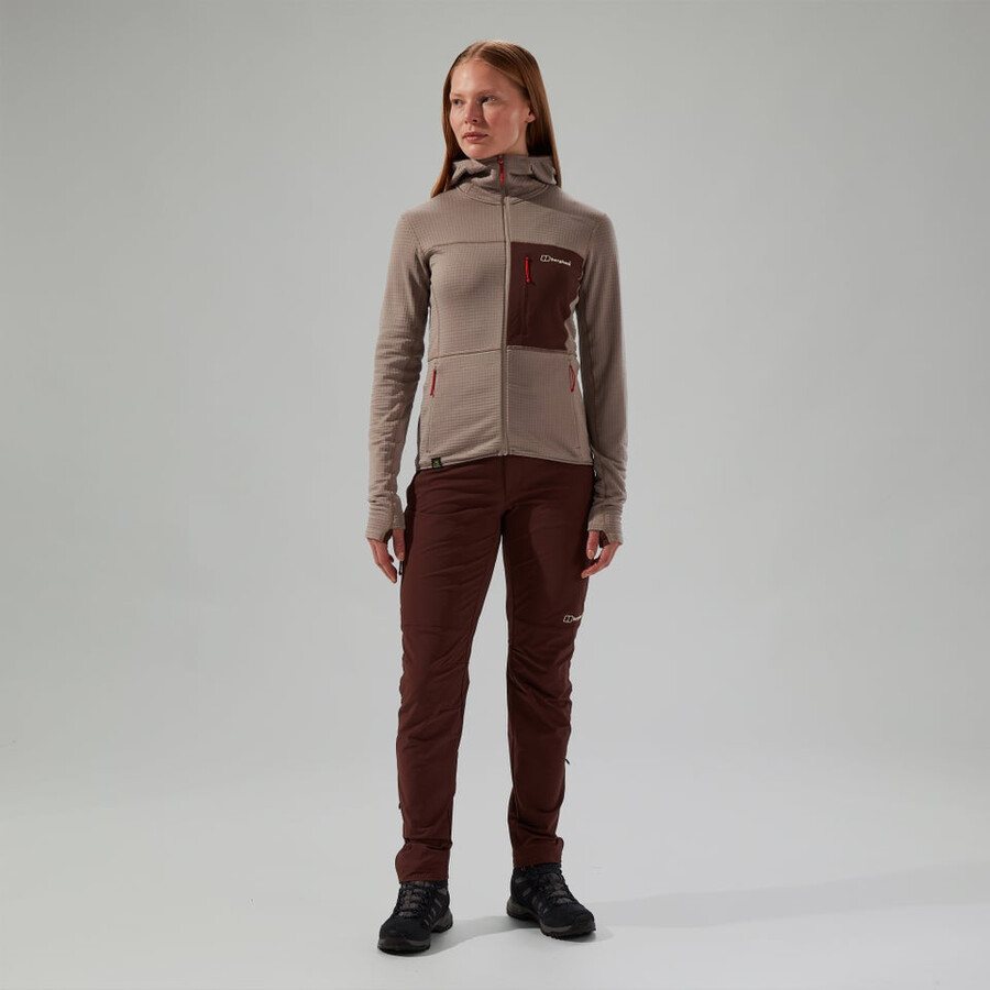 frauen s ridge-hiker hooded jacket - graubraun berghaus