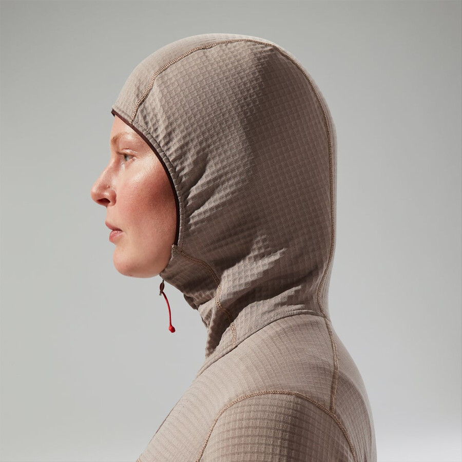 frauen s ridge-hiker hooded jacket - graubraun berghaus
