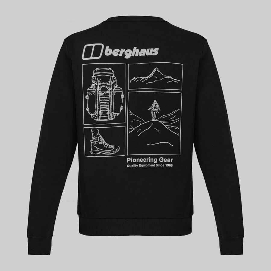 unisex wanderer storyboard-sweatshirt - jet schwarz berghaus