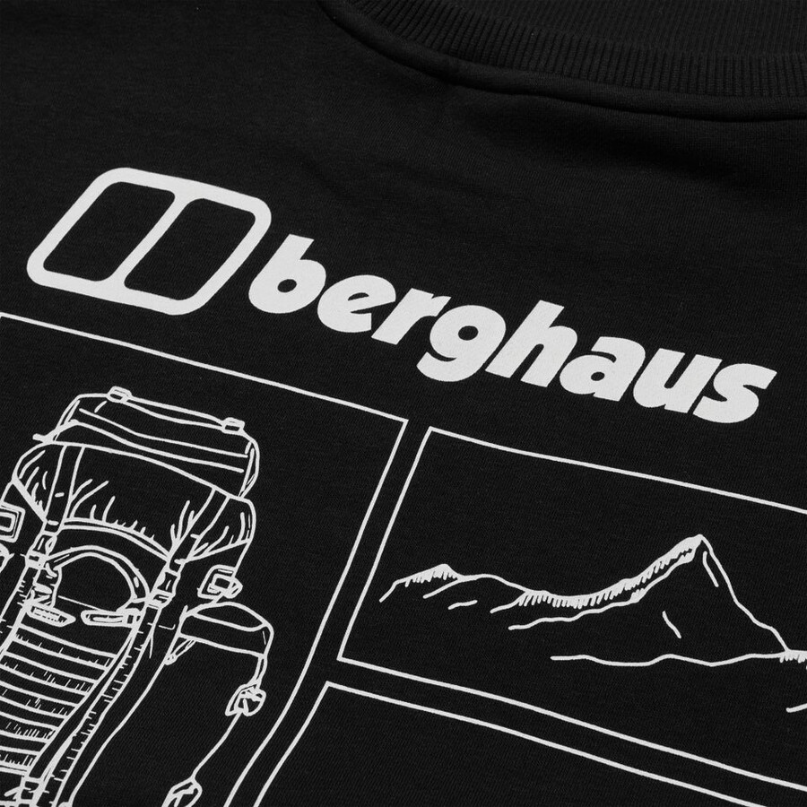 unisex wanderer storyboard-sweatshirt - jet schwarz berghaus
