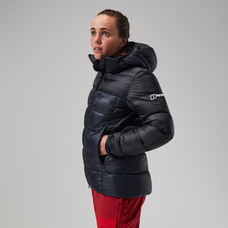 women s mtn arete ultra-down-hoody - schwarz berghaus