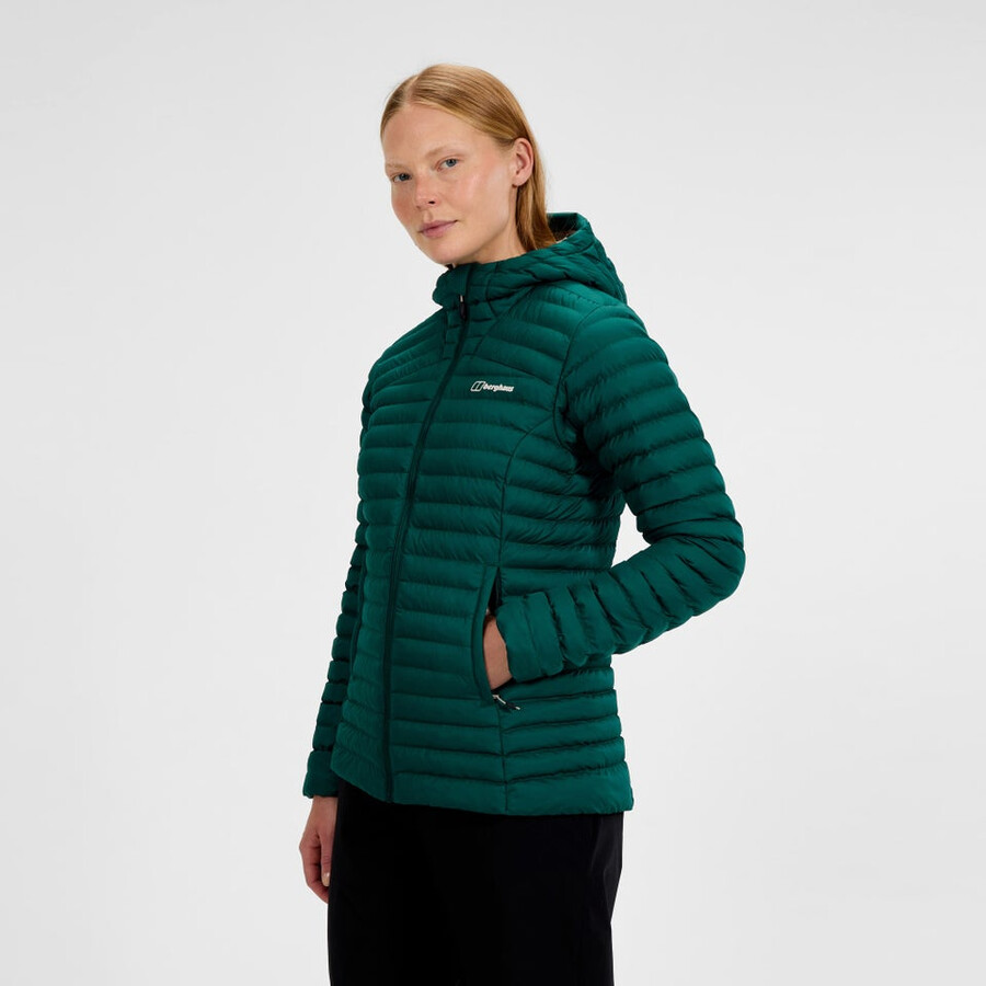damen nula micro synthetisch isolierte jacke - grün berghaus