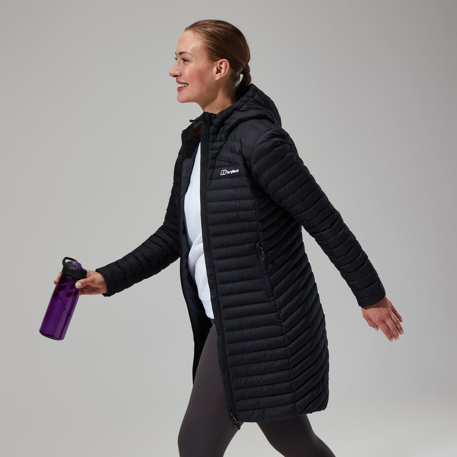 damen nula micro jacke lang schwarz berghaus