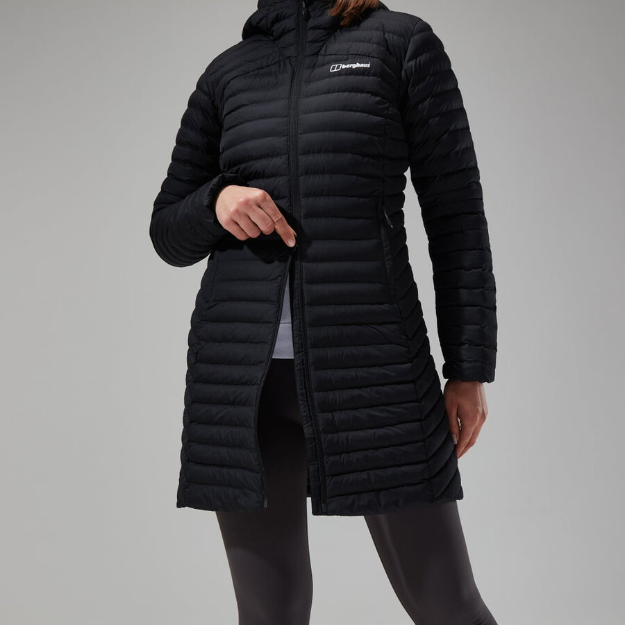damen nula micro jacke lang schwarz berghaus