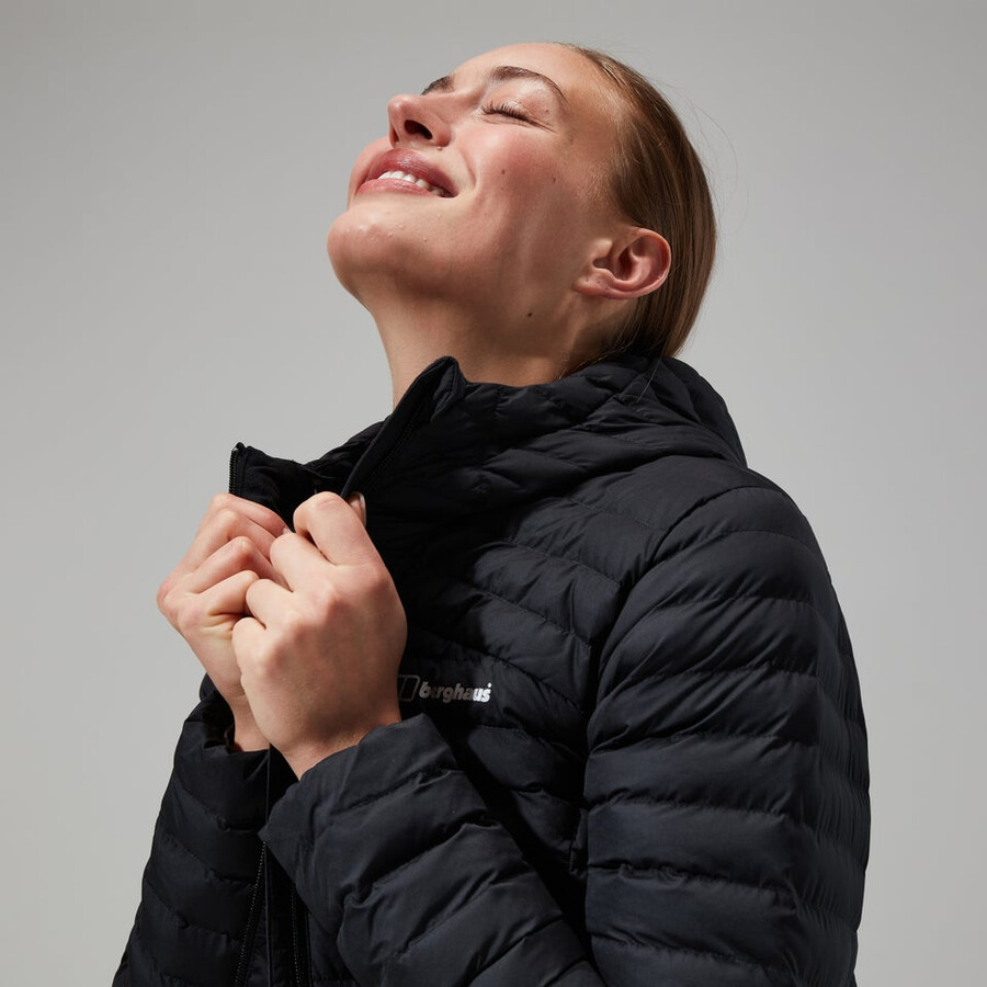 damen nula micro jacke lang schwarz berghaus
