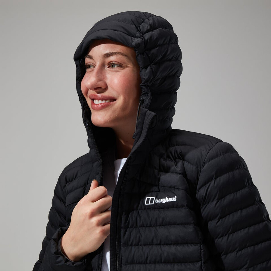damen nula micro jacke lang schwarz berghaus
