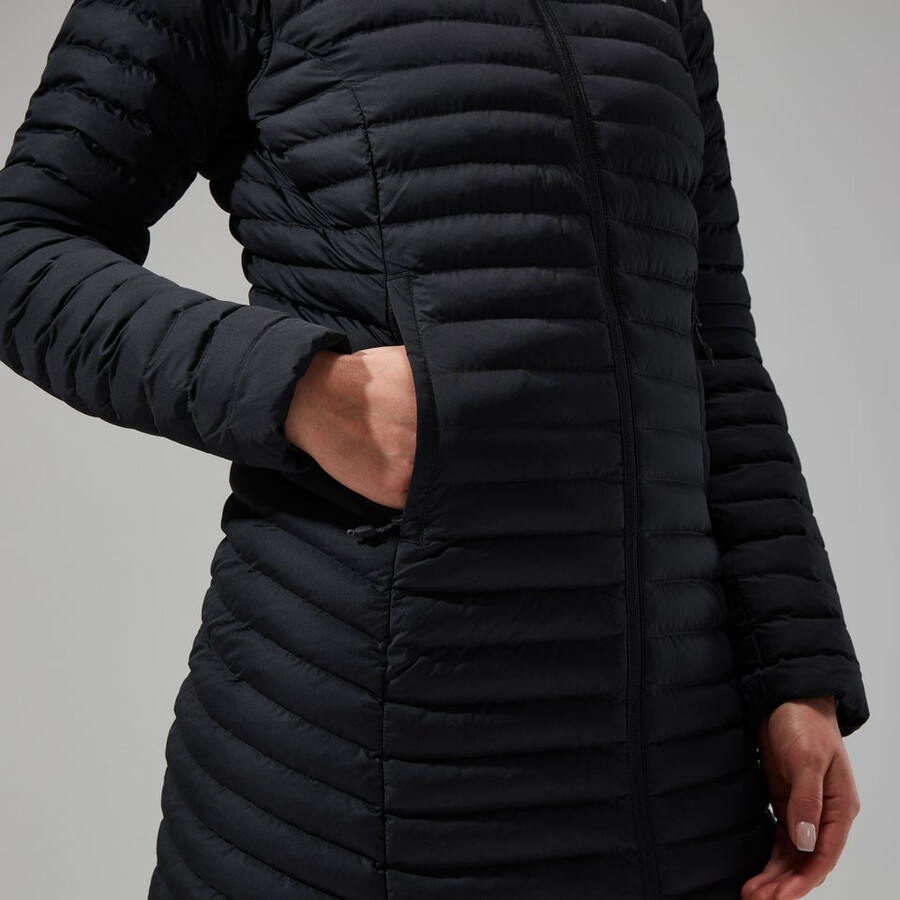 damen nula micro jacke lang schwarz berghaus