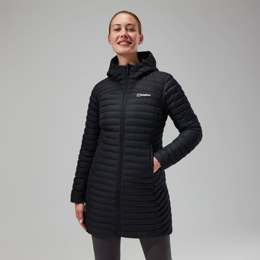 damen nula micro jacke lang schwarz berghaus