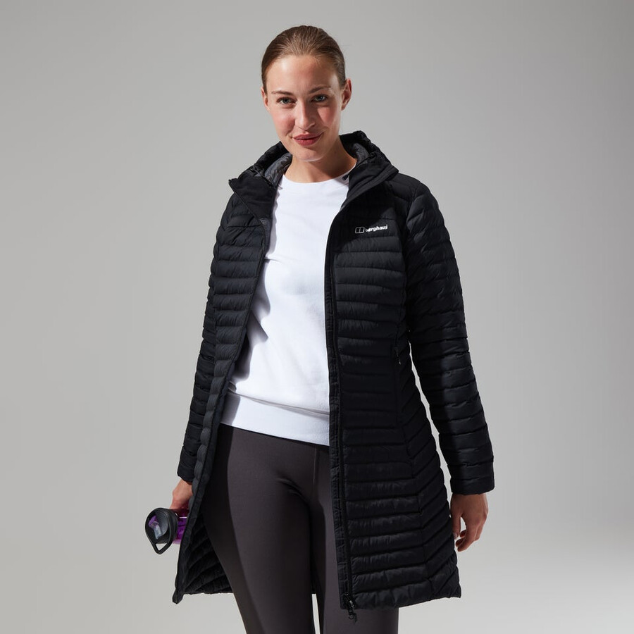 damen nula micro jacke lang schwarz berghaus
