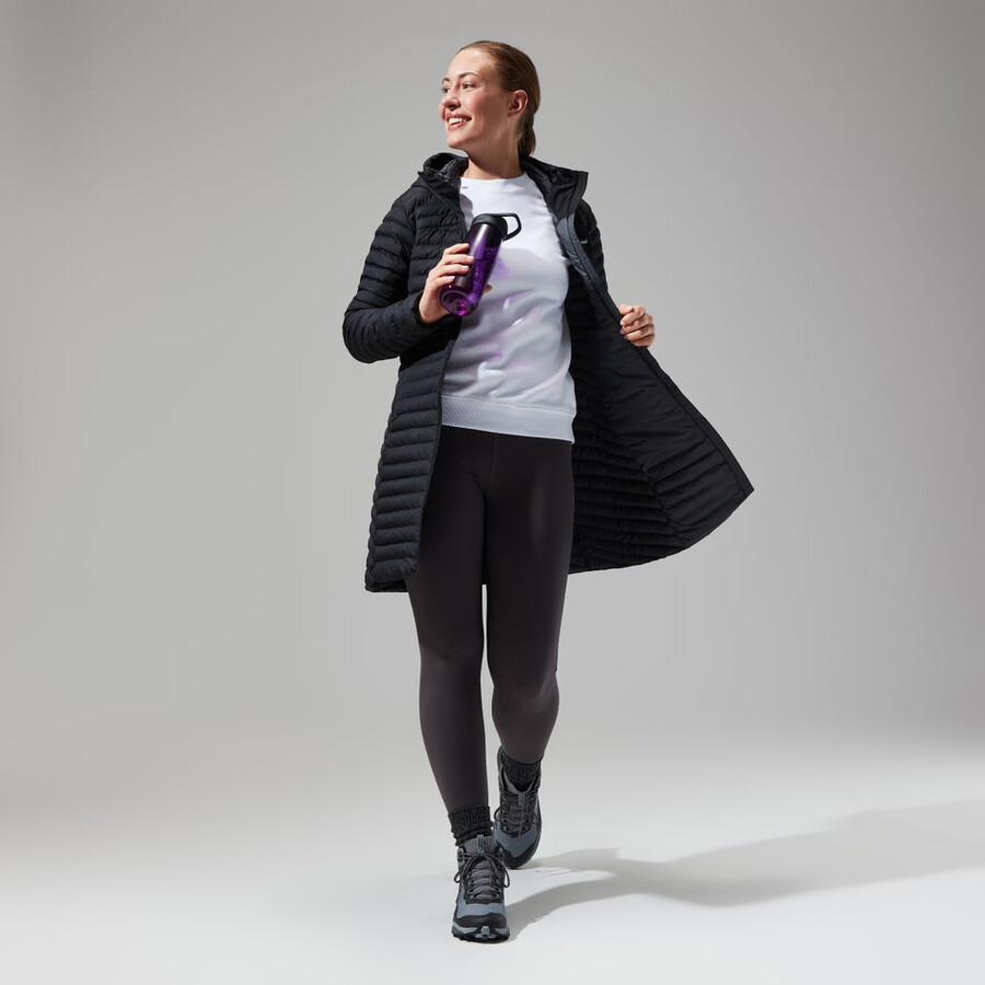 damen nula micro jacke lang schwarz berghaus