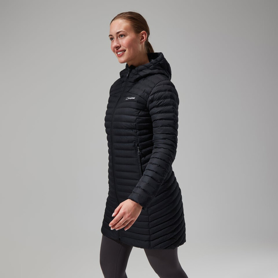damen nula micro jacke lang schwarz berghaus