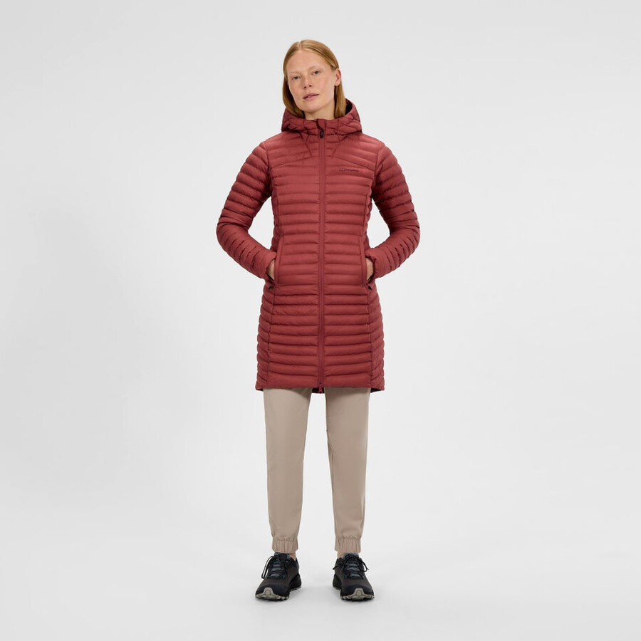 damen nula micro synthetische lange isolierte jacke - rot berghaus