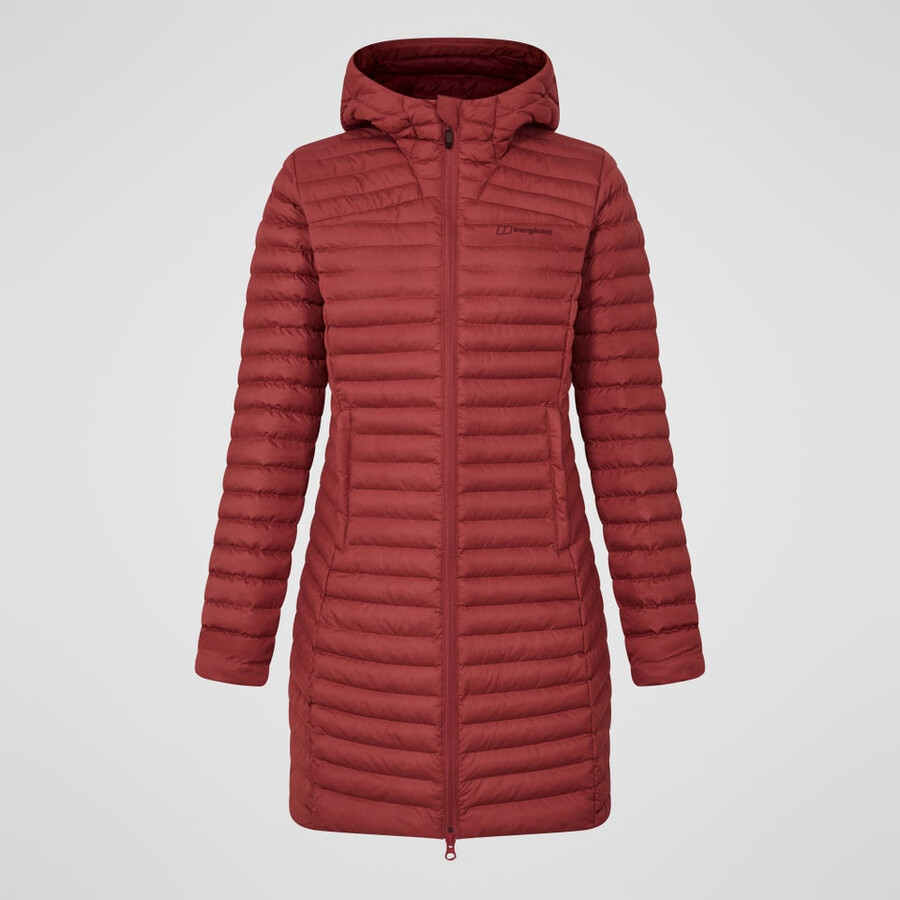 damen nula micro synthetische lange isolierte jacke - rot berghaus