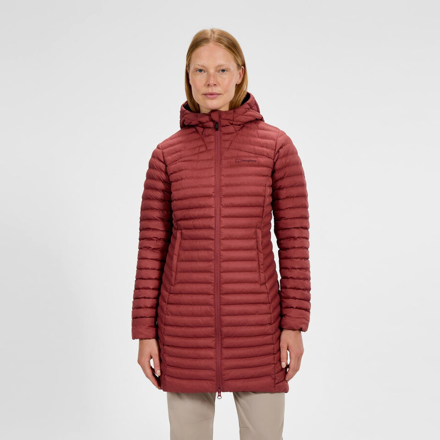 damen nula micro synthetische lange isolierte jacke - rot berghaus