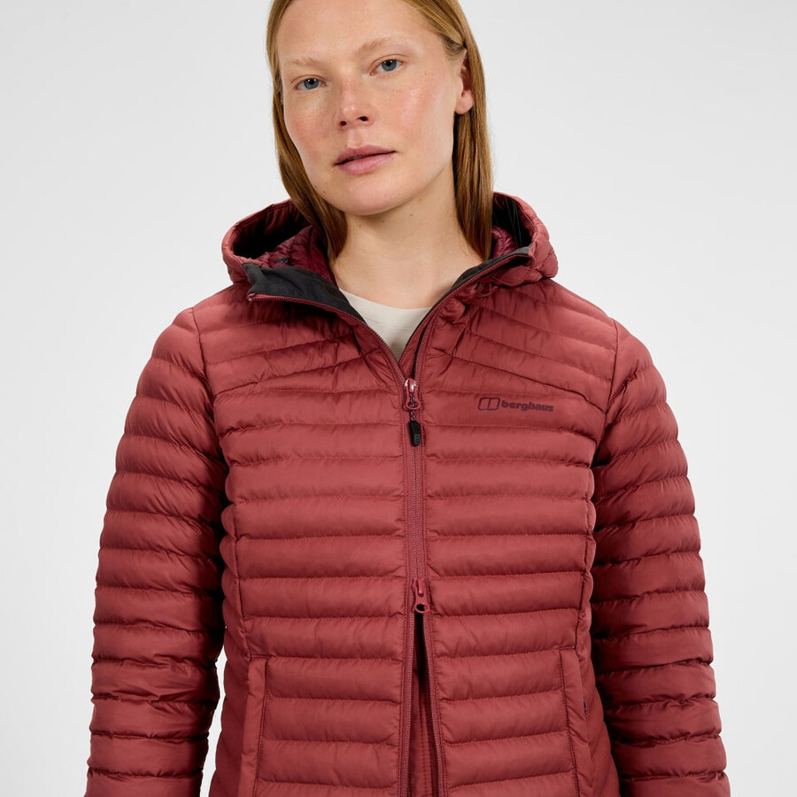damen nula micro synthetische lange isolierte jacke - rot berghaus