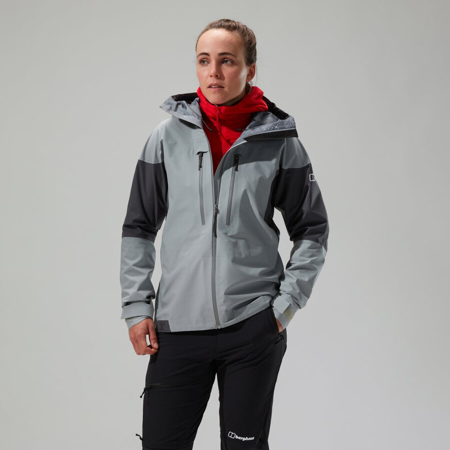 women s mtn guide alpine pro gore-tex-jacke - grau berghaus