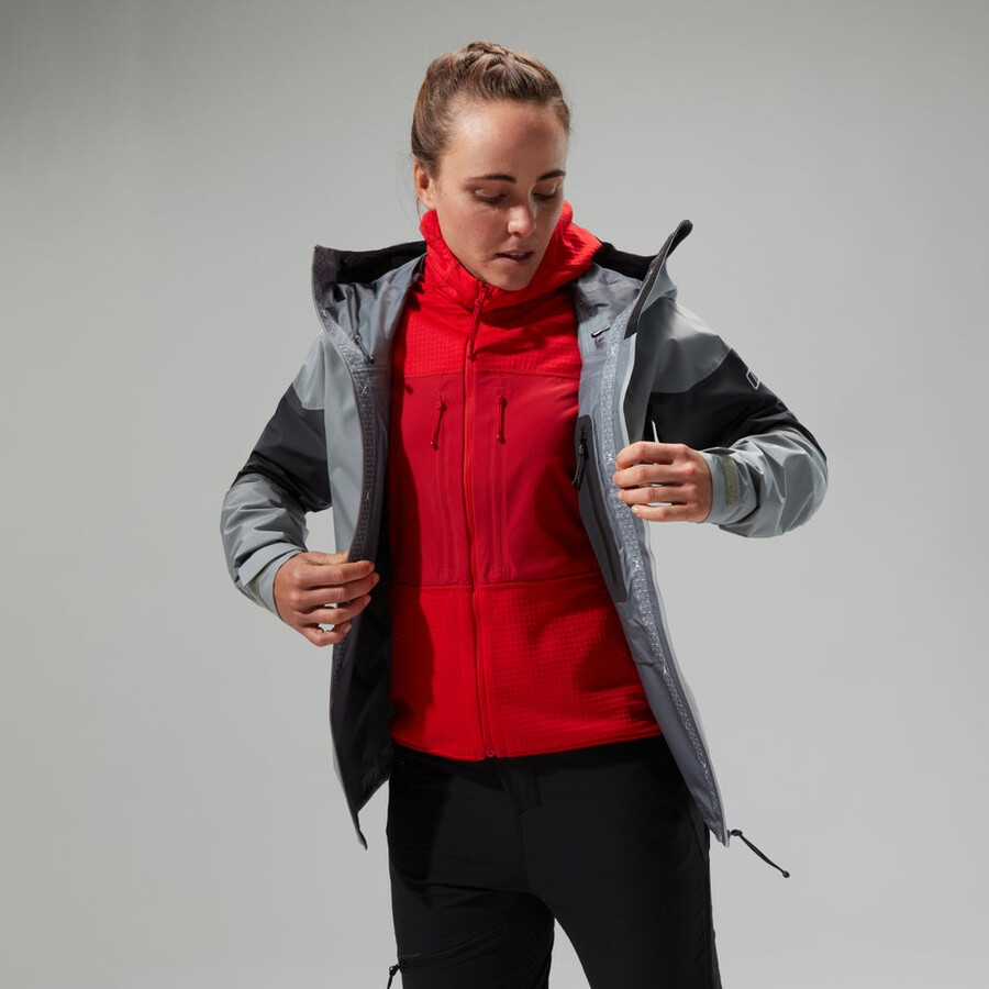 women s mtn guide alpine pro gore-tex-jacke - grau berghaus