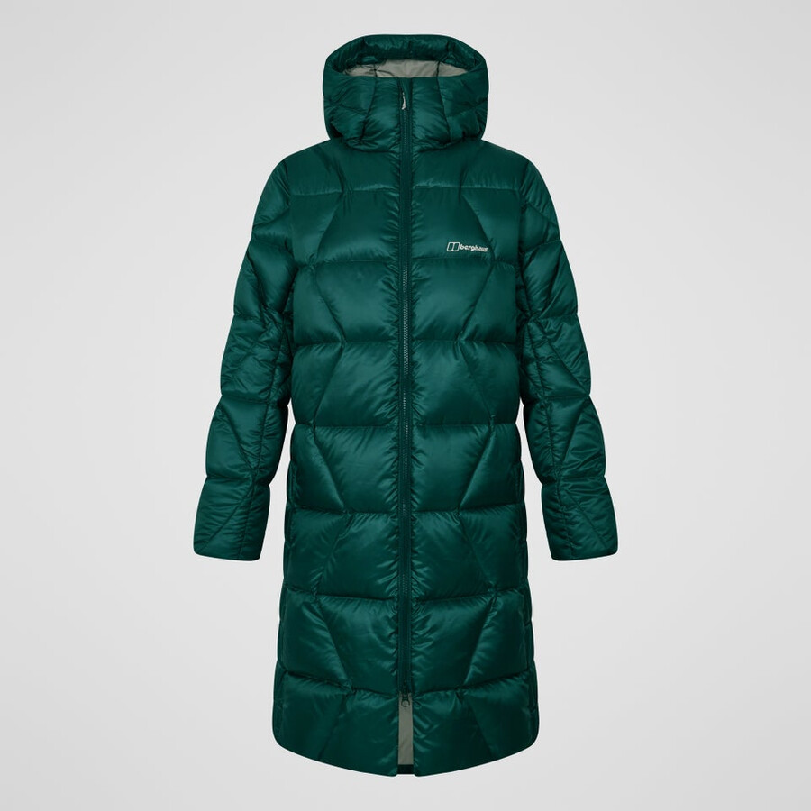 frauen explorer lange unten jacke - grün berghaus