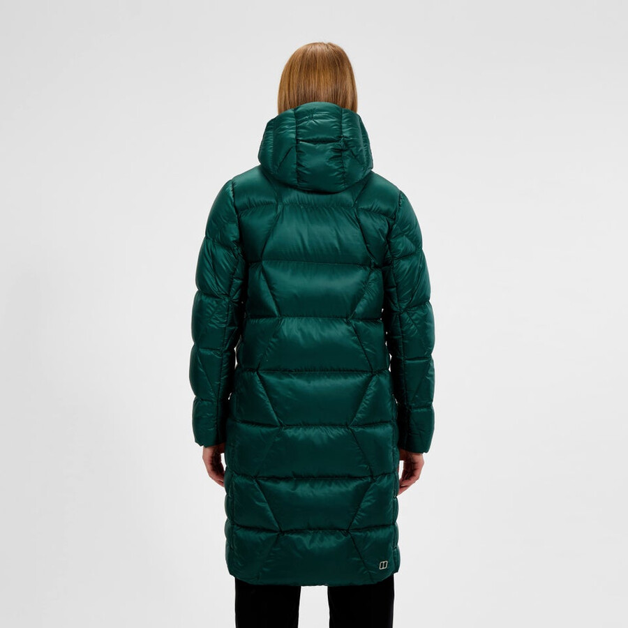 frauen explorer lange unten jacke - grün berghaus