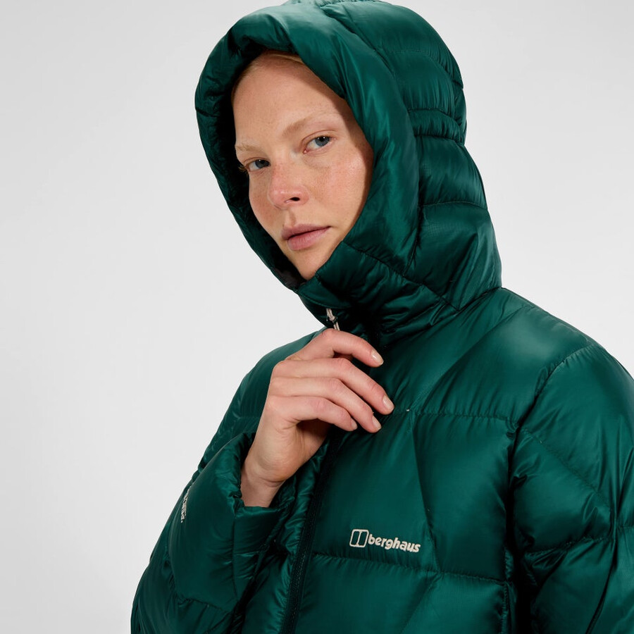 frauen explorer lange unten jacke - grün berghaus