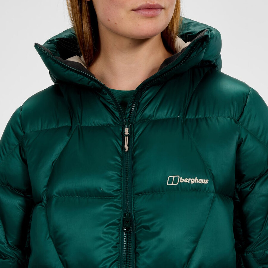 frauen explorer lange unten jacke - grün berghaus