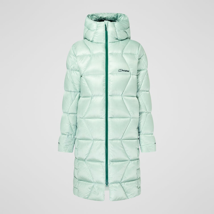 frauen explorer lange unten jacke - grün berghaus