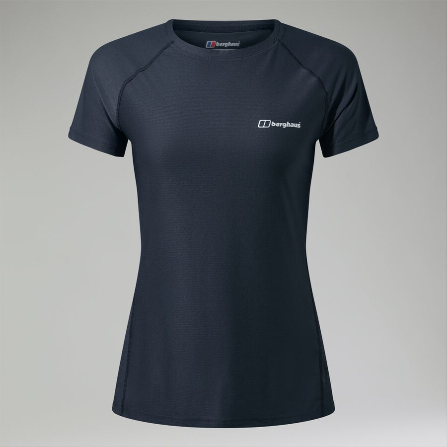 women s 247 tech tee super stretch-crew - black die berghaus