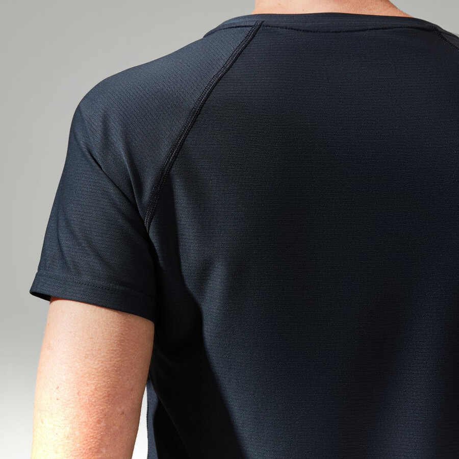 women s 247 tech tee super stretch-crew - black die berghaus