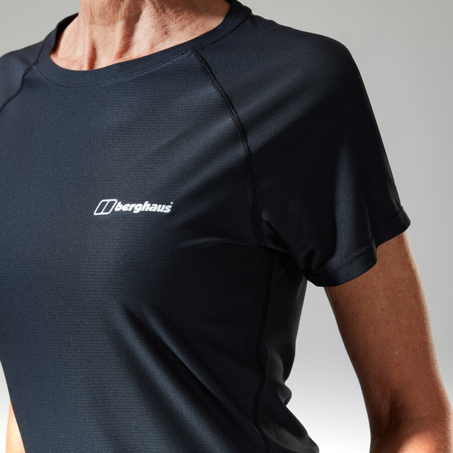 women s 247 tech tee super stretch-crew - black die berghaus