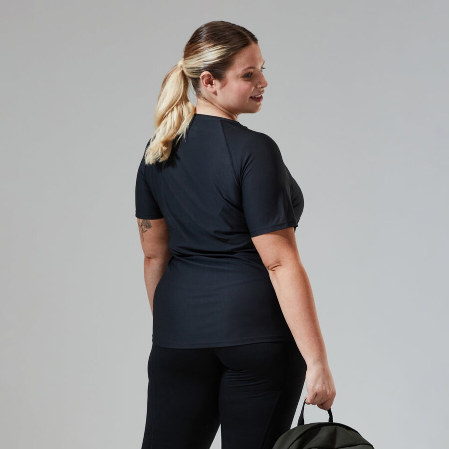 women s 247 tech tee super stretch-crew - black die berghaus
