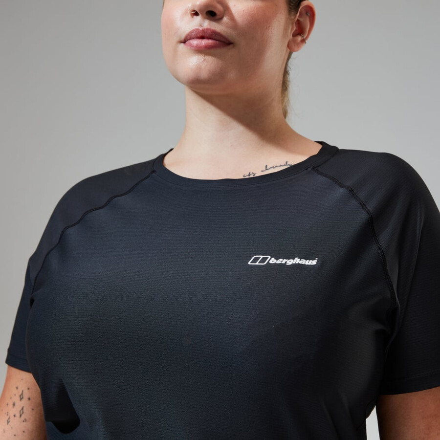 women s 247 tech tee super stretch-crew - black die berghaus