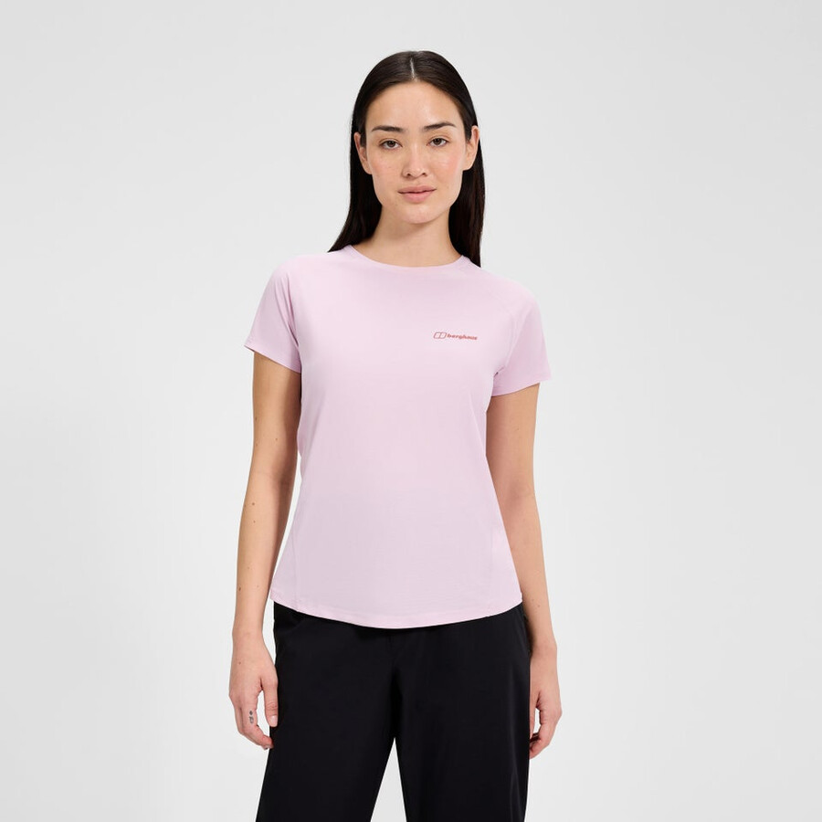 women s 247 crew short sleeve tech tee - pink berghaus