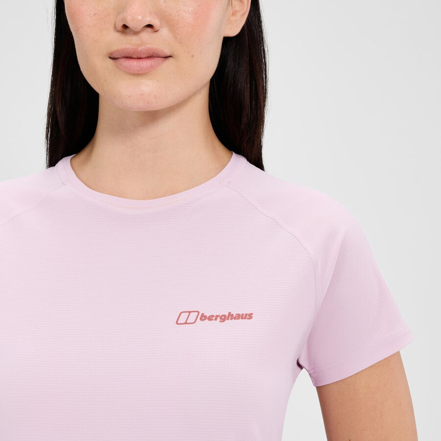 women s 247 crew short sleeve tech tee - pink berghaus