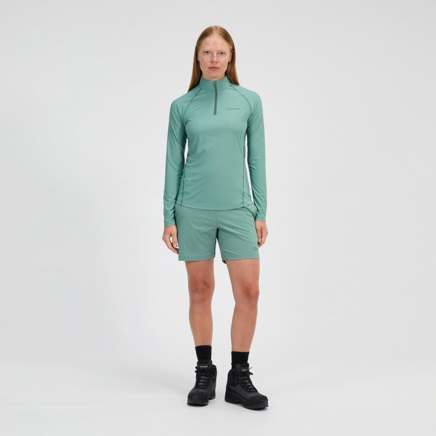 women s 247 half zip long sleeve tech tee - green berghaus