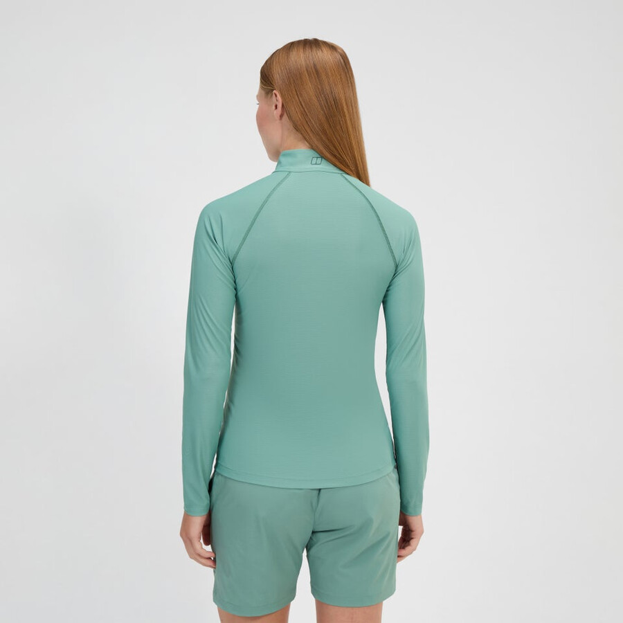 women s 247 half zip long sleeve tech tee - green berghaus