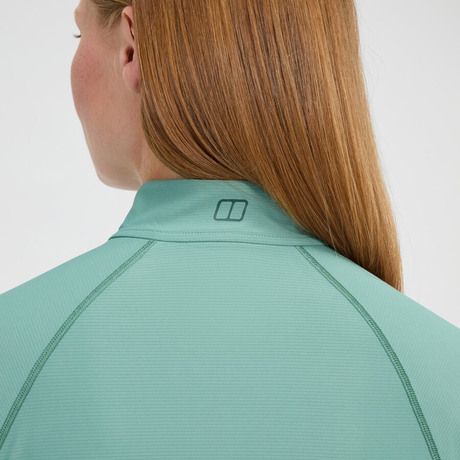 women s 247 half zip long sleeve tech tee - green berghaus