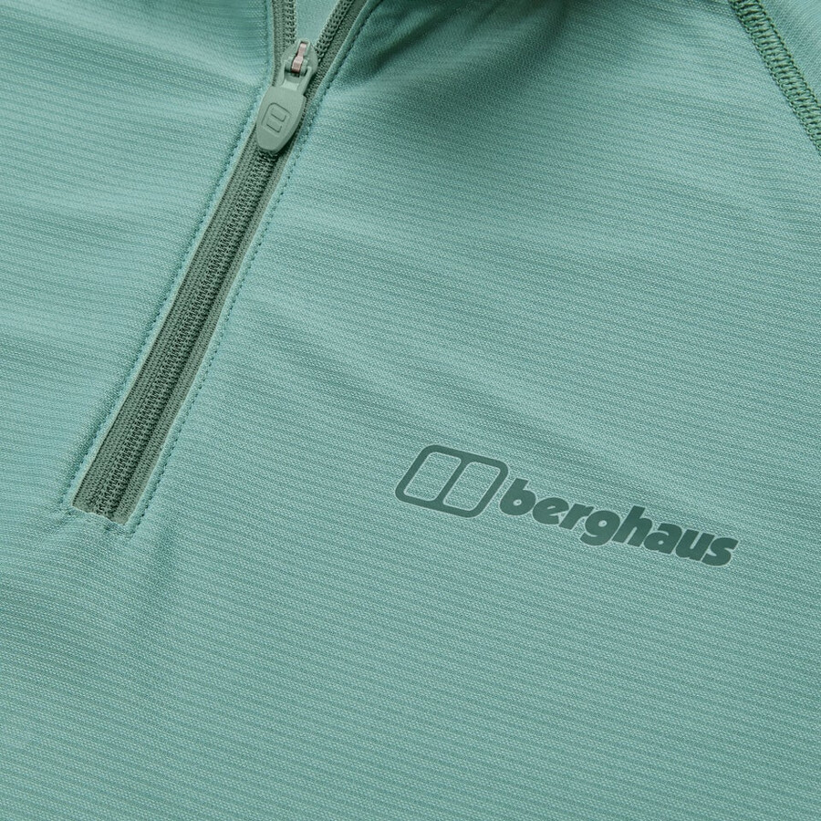 women s 247 half zip long sleeve tech tee - green berghaus