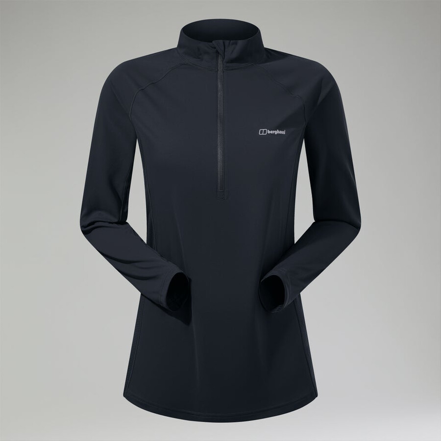 women s 247 half zip maternity long sleeve tech tee black die berghaus